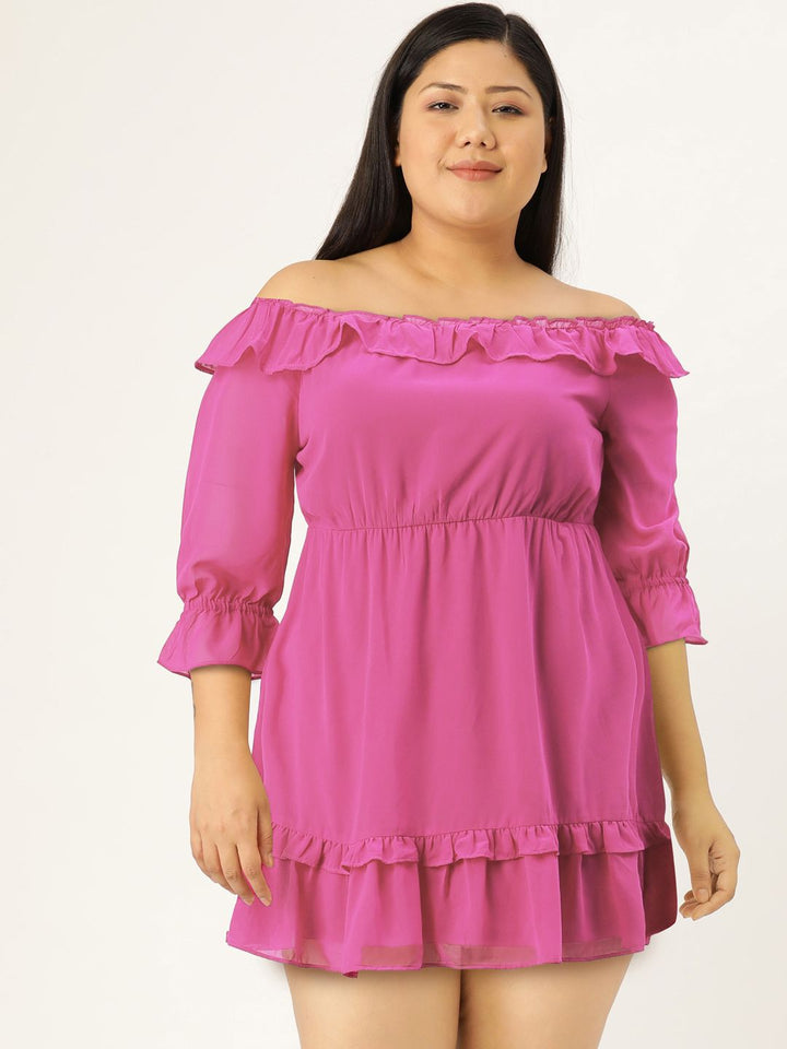 AND Pink Off-Shoulder Mini Dress