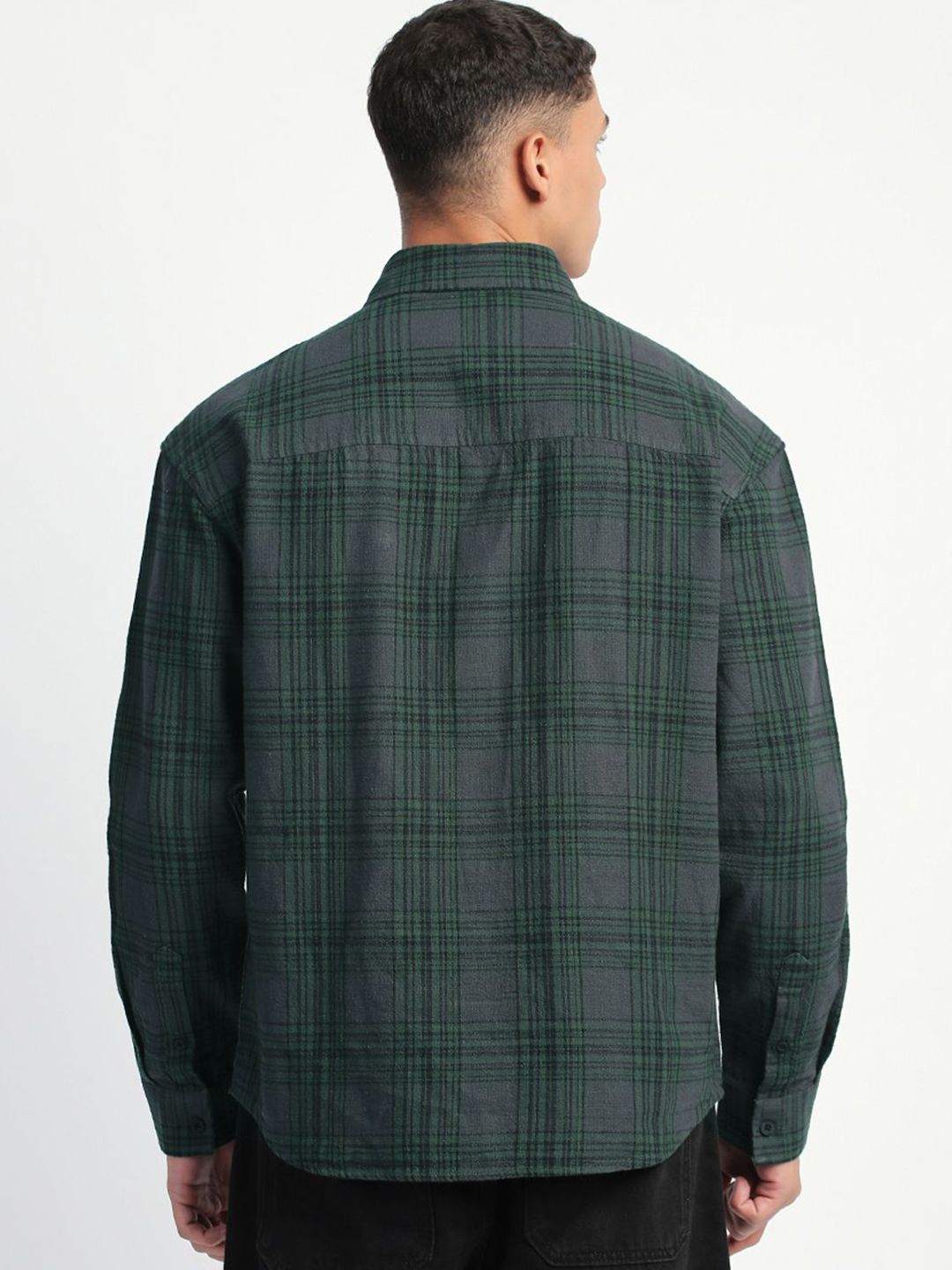 THE BEAR HOUSE Men Tartan Checks Opaque Relaxed Fit Pure Cotton Casual Shirt