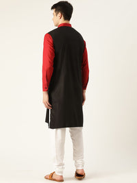 SOJANYA Lelaki Hitam Solid Kurta Lurus
