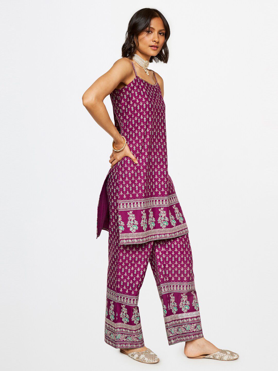 Global Desi Ethnic Motifs Printed Kurta with Palazzos