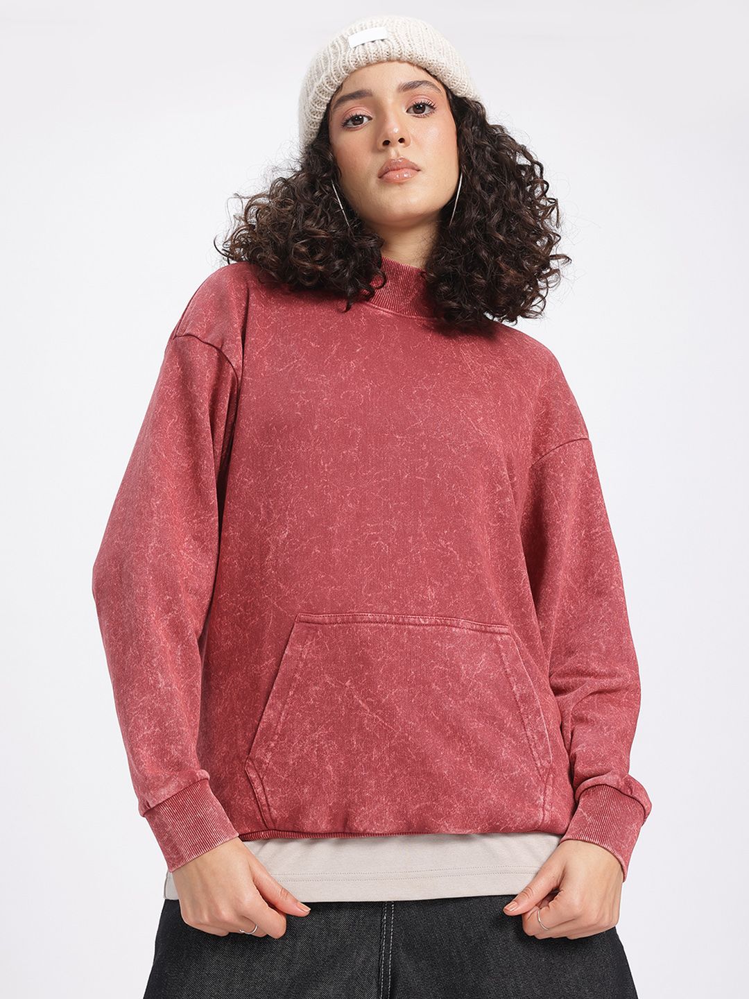 DressBerry Drop-Shoulder Relaxed Terry Sweatshirt