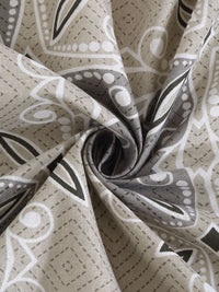 KLOTTHE Grey Printed Pure Cotton 400 TC Dilengkapi Cadar Double King Dengan 2 Sarung Bantal