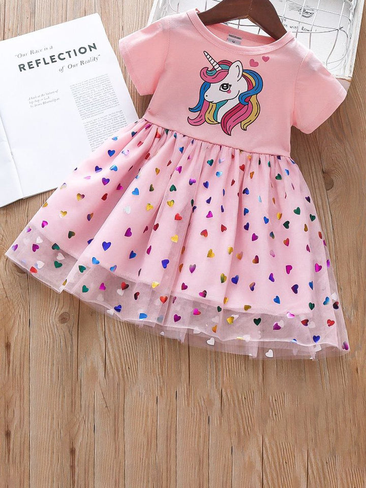 YK Girls Cotton Print Fit & Flare Dress