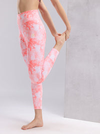 HRX by Hrithik Roshan Women Tie & Dye Mid-Rise Cropped Rapid-Dry Yoga Tights