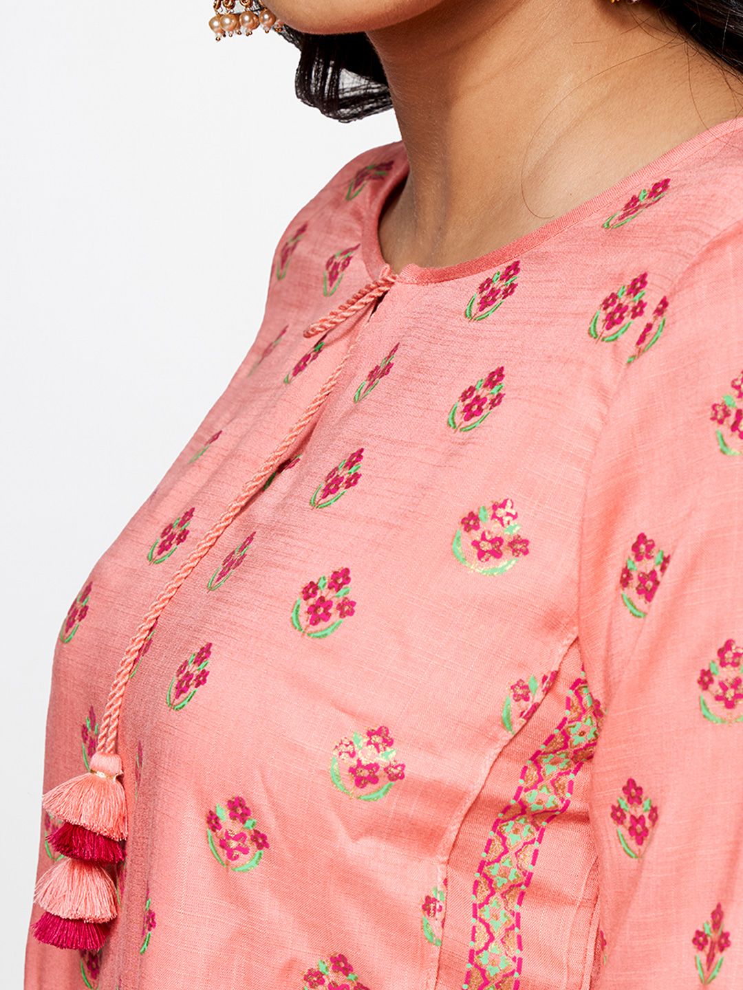 Global Desi Floral Printed Kurta with Dhoti Pant Set