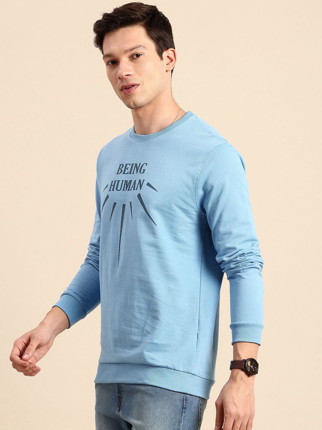 Being Human  Brand Logo Printed Pure Cotton Sweatshirt