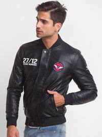 Being Human Stand Collar Biker with Patchwork Cotton Jacket