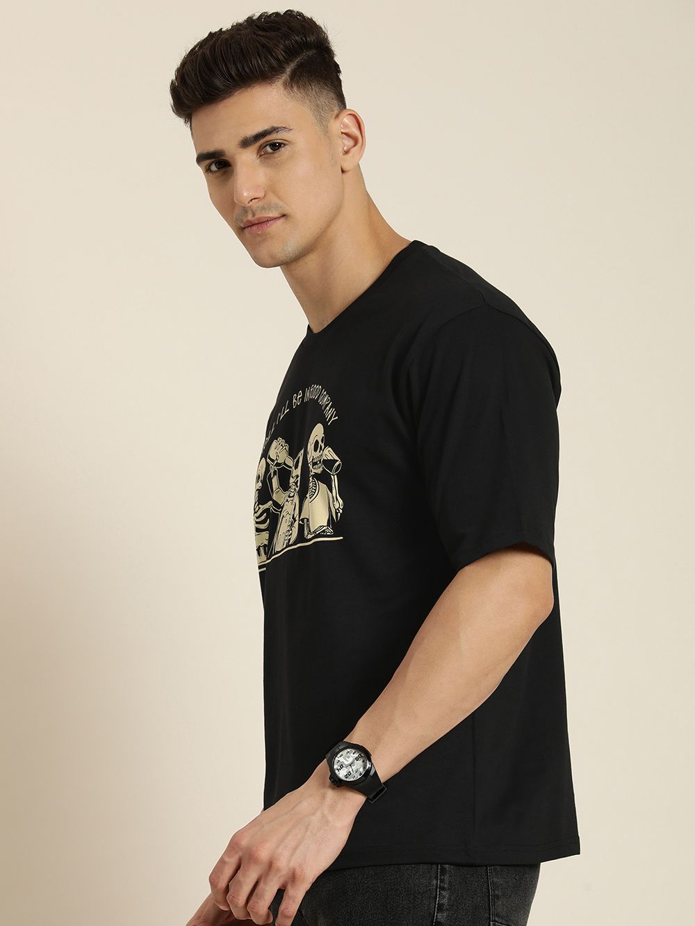 Difference of Opinion Men Graphic Printed Pure Cotton Oversized T-shirt