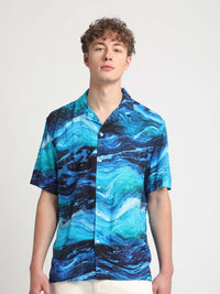 THE BEAR HOUSE Slim Fit Abstract Printed Casual Shirt