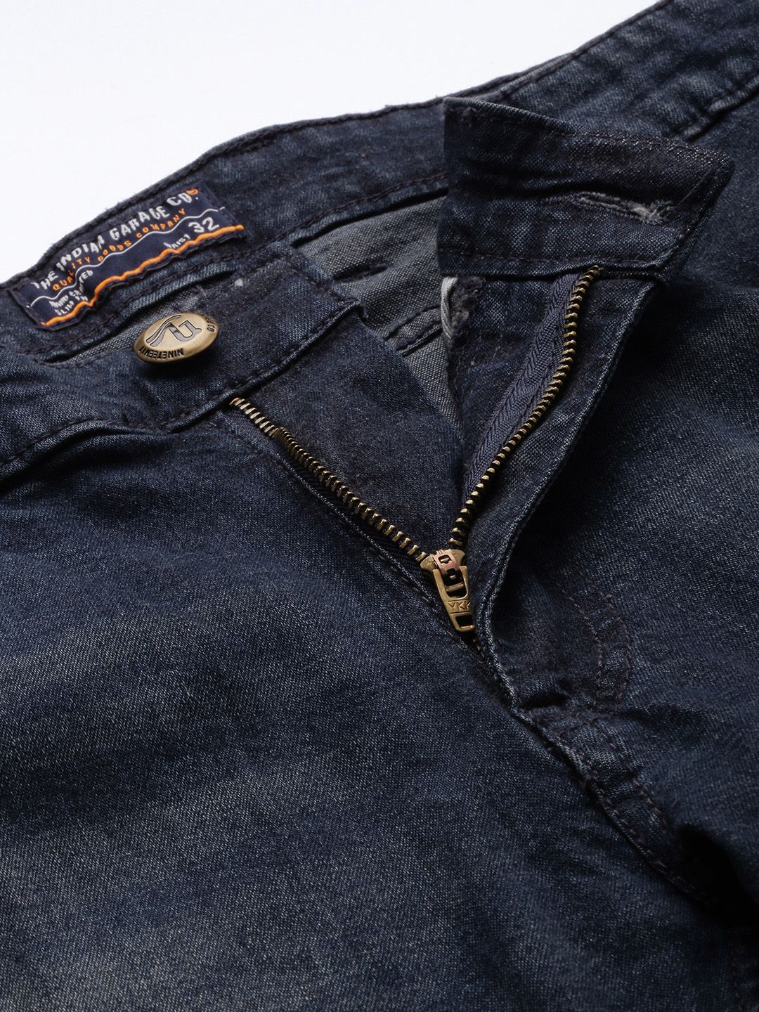 The Indian Garage Co Men Navy Blue Slim Fit Light Fade Stretchable Jeans