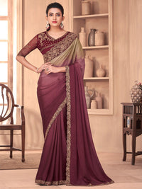 Saree mall Ombre Embroidered Poly Georgette Saree