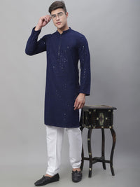 SOJANYA Embroidered Regular Sequinned Pure Cotton Kurta with Churidar