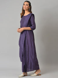 W Purple Printed Ethnic Maxi Ethnic Dress