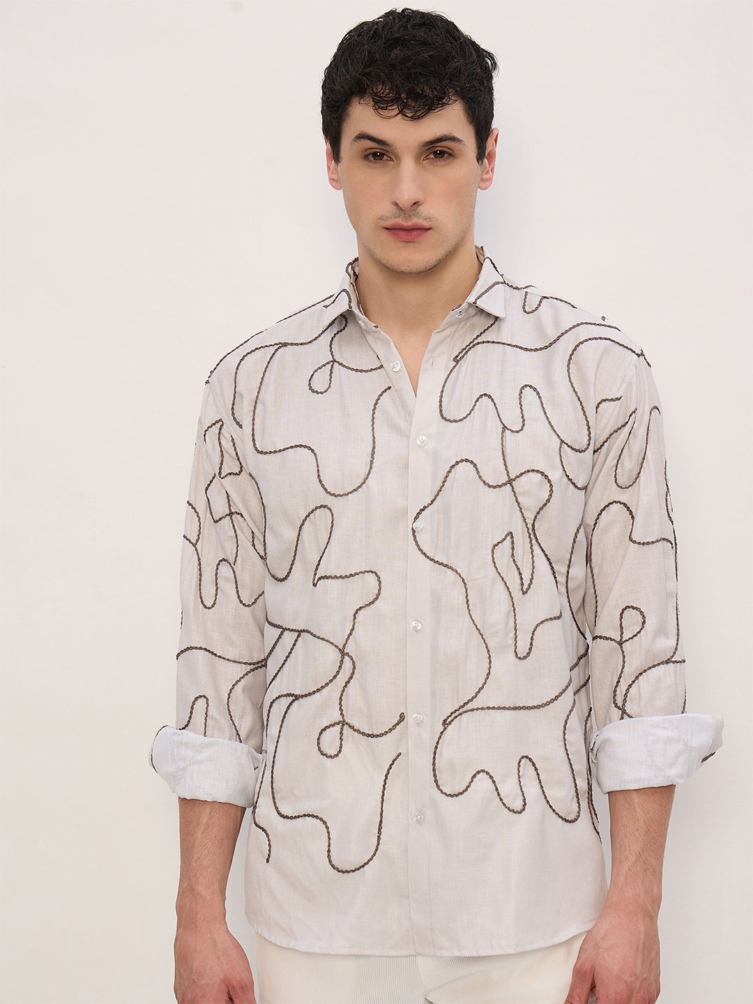 DENNISON Embroidered Drop-shoulder Shirt
