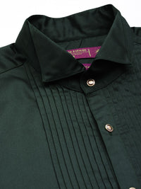 House of Pataudi Pure Cotton Pleated Wingtip Collar Party Shirt