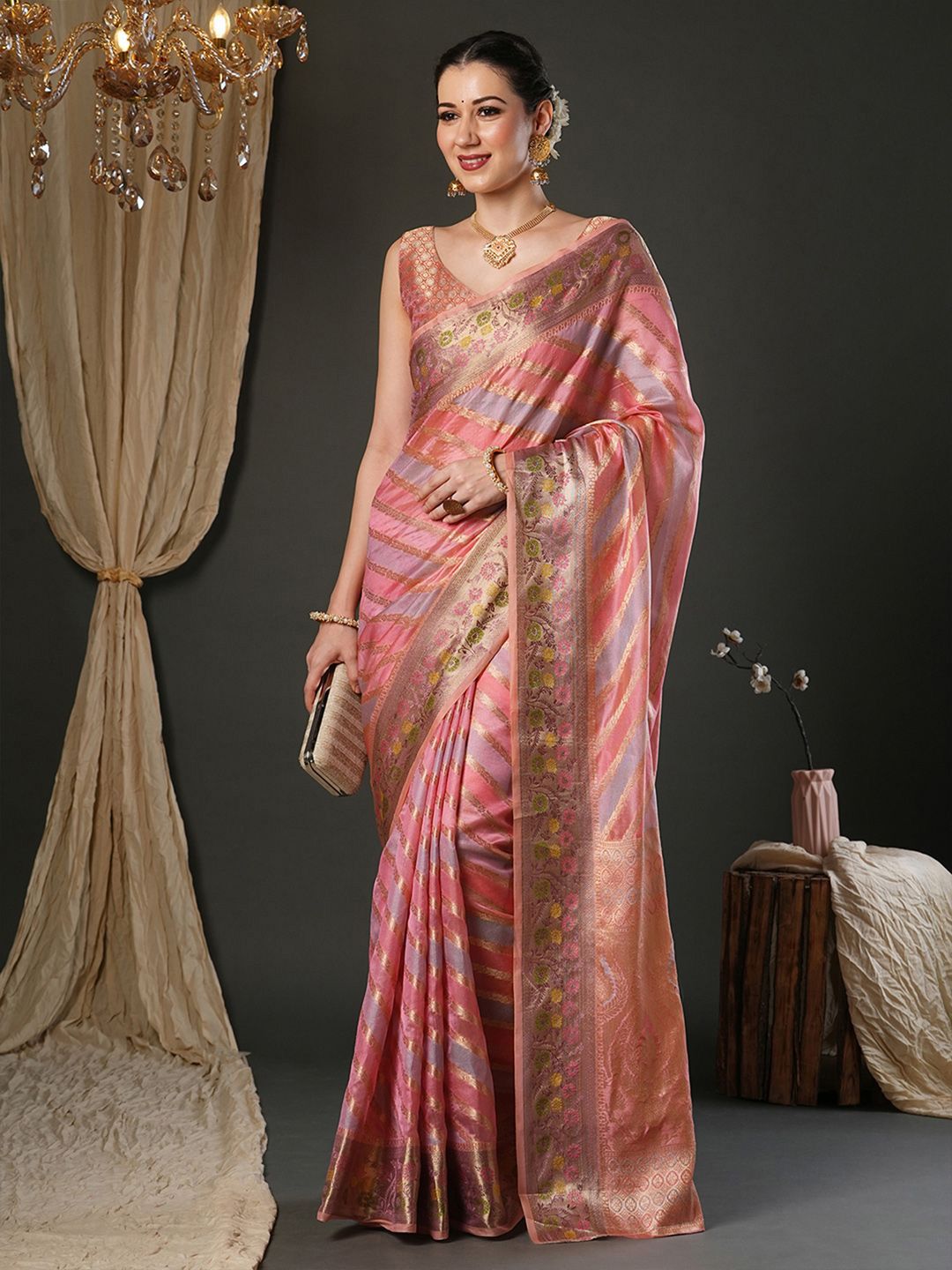Saree mall Woven Design Zari Organza Banarasi Sarees