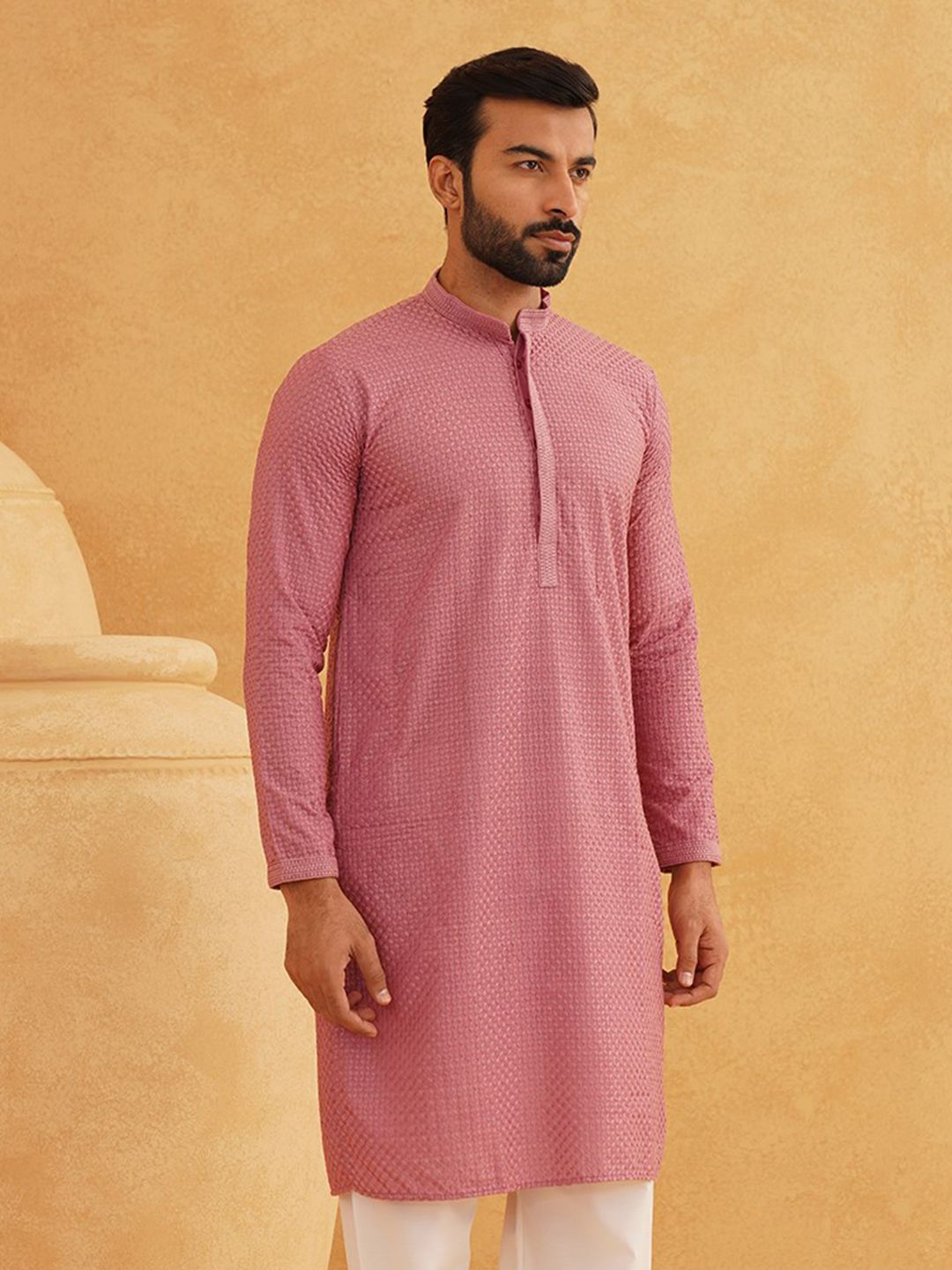 SOJANYA Geometric Embroidered Thread Work Cotton Straight Kurta