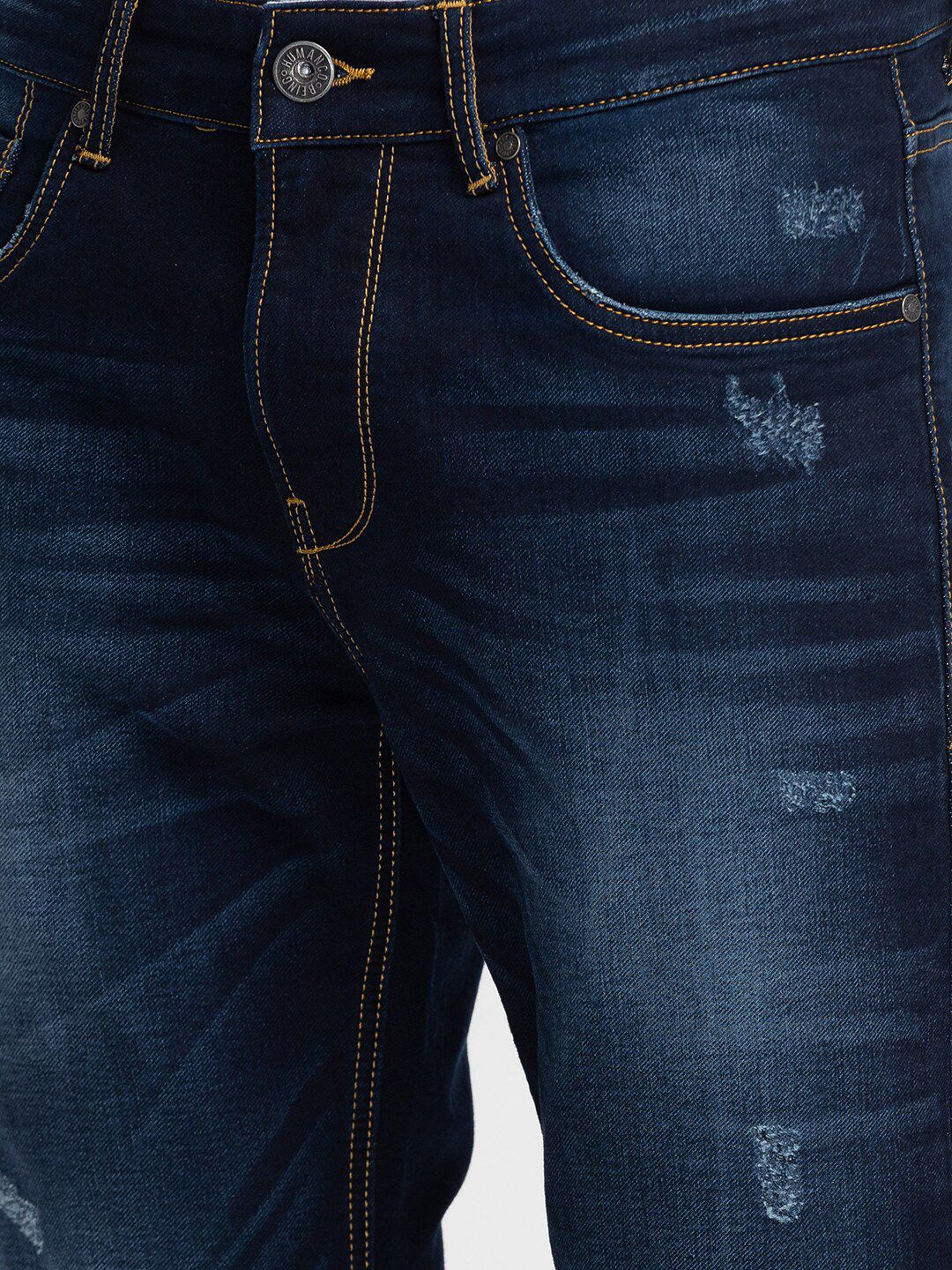 Being Human Men Slim Fit Low Distress Heavy Fade Jeans