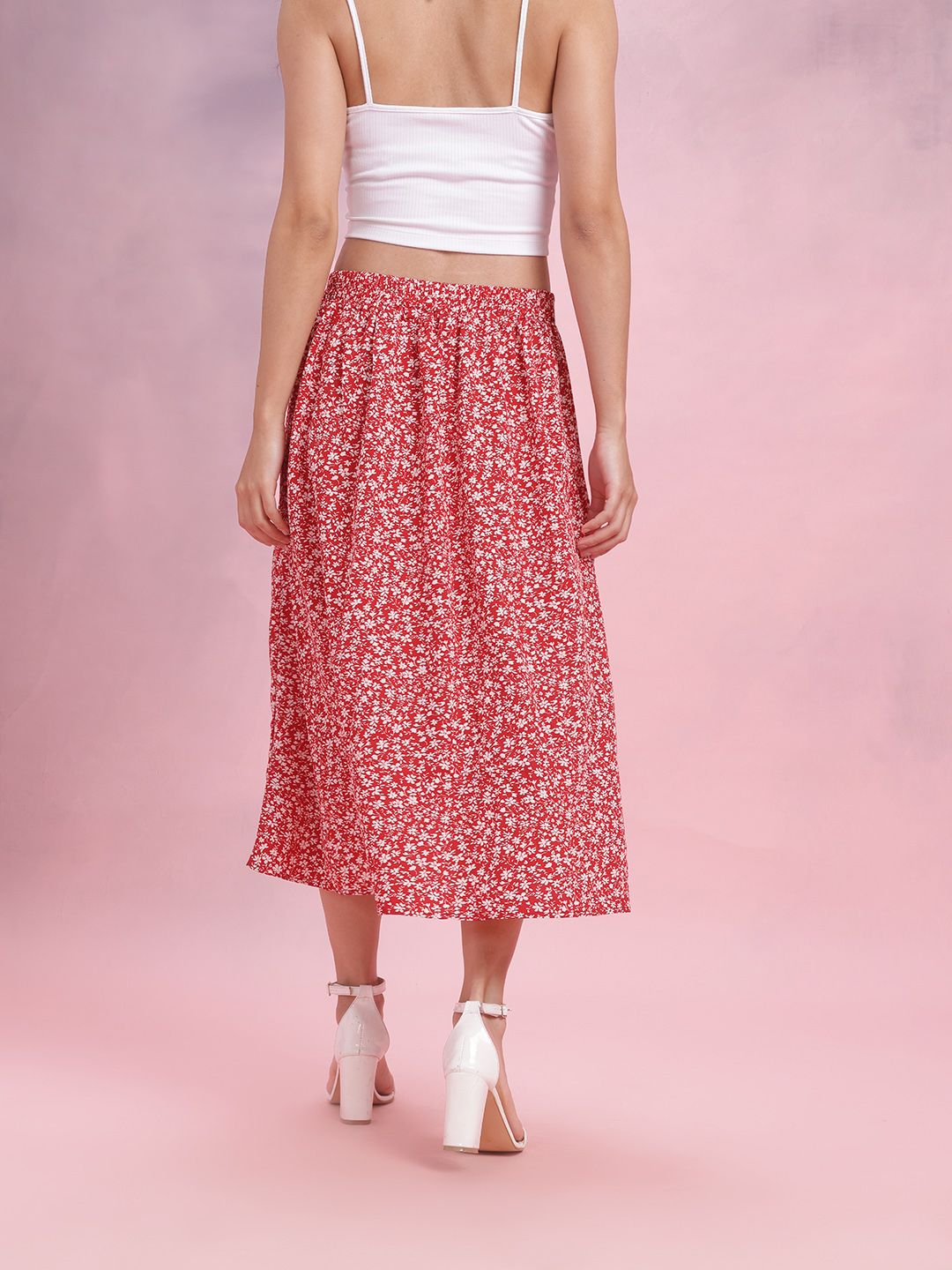DressBerry Floral Print Ruffled Tulip Skirt