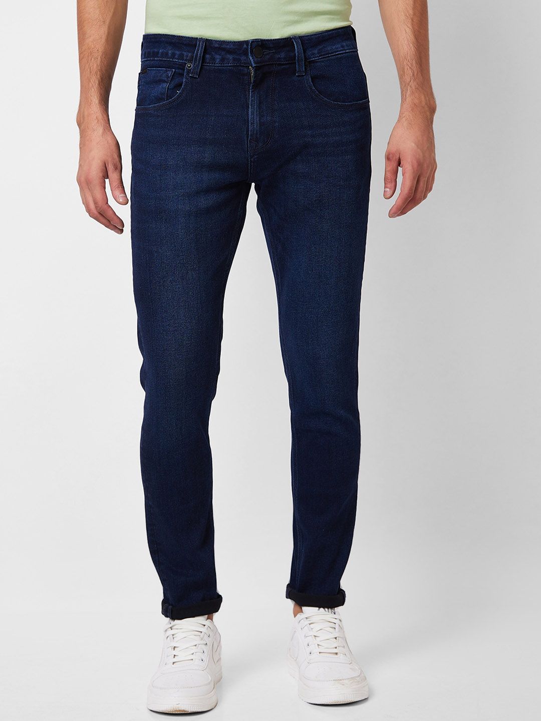 SPYKAR Men Slim Fit Low-Rise Clean Look Whiskers Stretchable Jeans