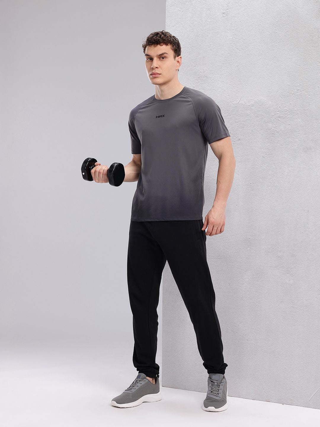 HRX by Hrithik Roshan Brand Logo & Geometric Printed Rapid-Dry Training T-shirt