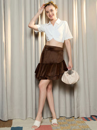 Berrylush Women High Rise Layered A-Line Mini Skirt