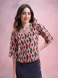 DressBerry Ikat Print Flared Sleeve Top