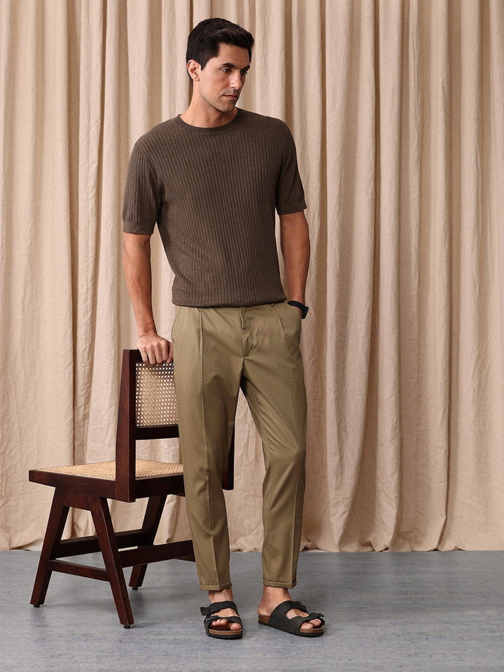 Mr Bowerbird Men Tailored Fit Vintage Pleated Trousers