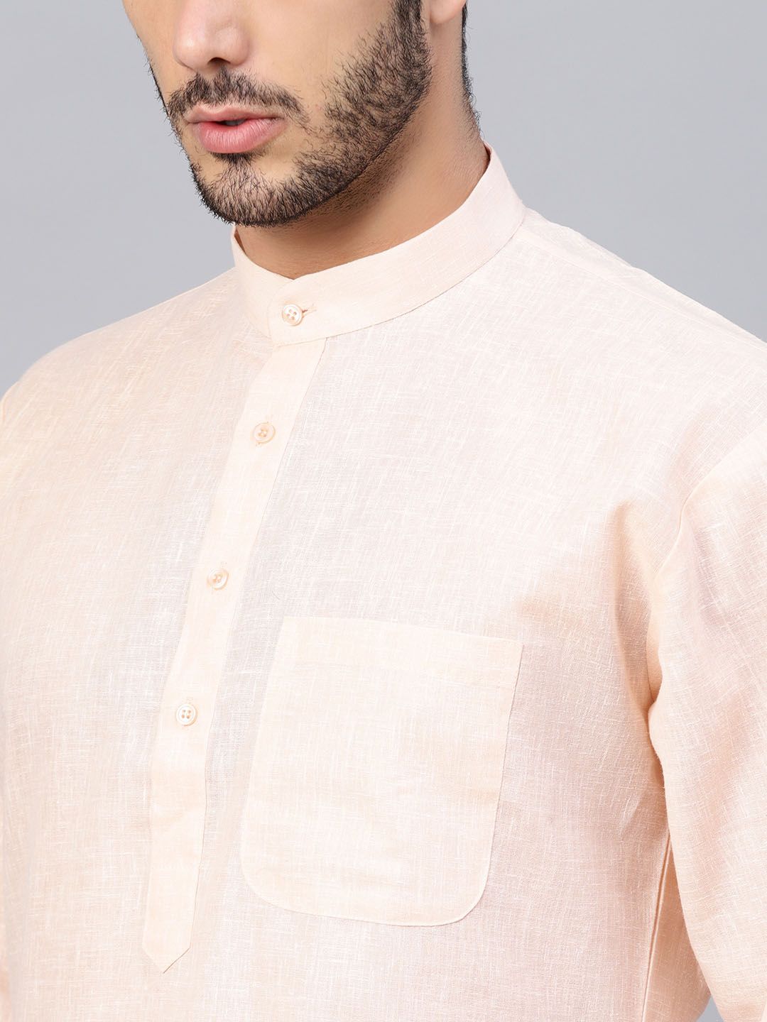SOJANYA Kurta Lurus Pepejal Berwarna Peach Lelaki