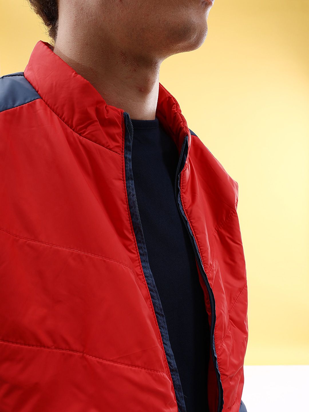 The Indian Garage Co Men Colourblock Zip-Front Regular Fit Bomber Jacket