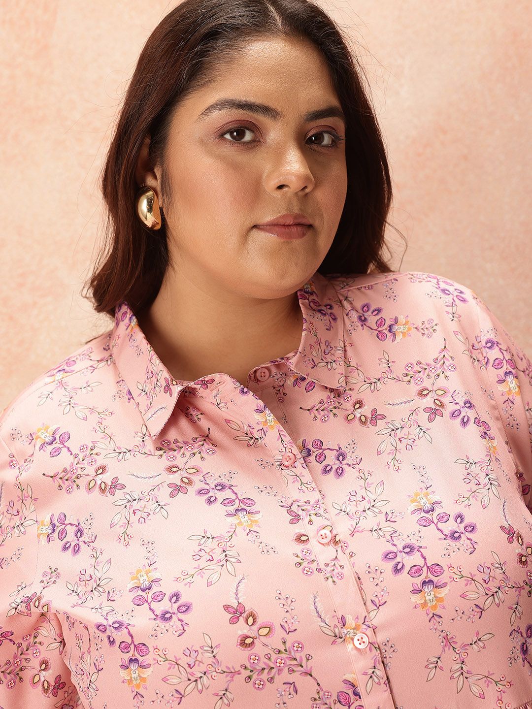 all about you Floral Print Shirt Style Midi Dress