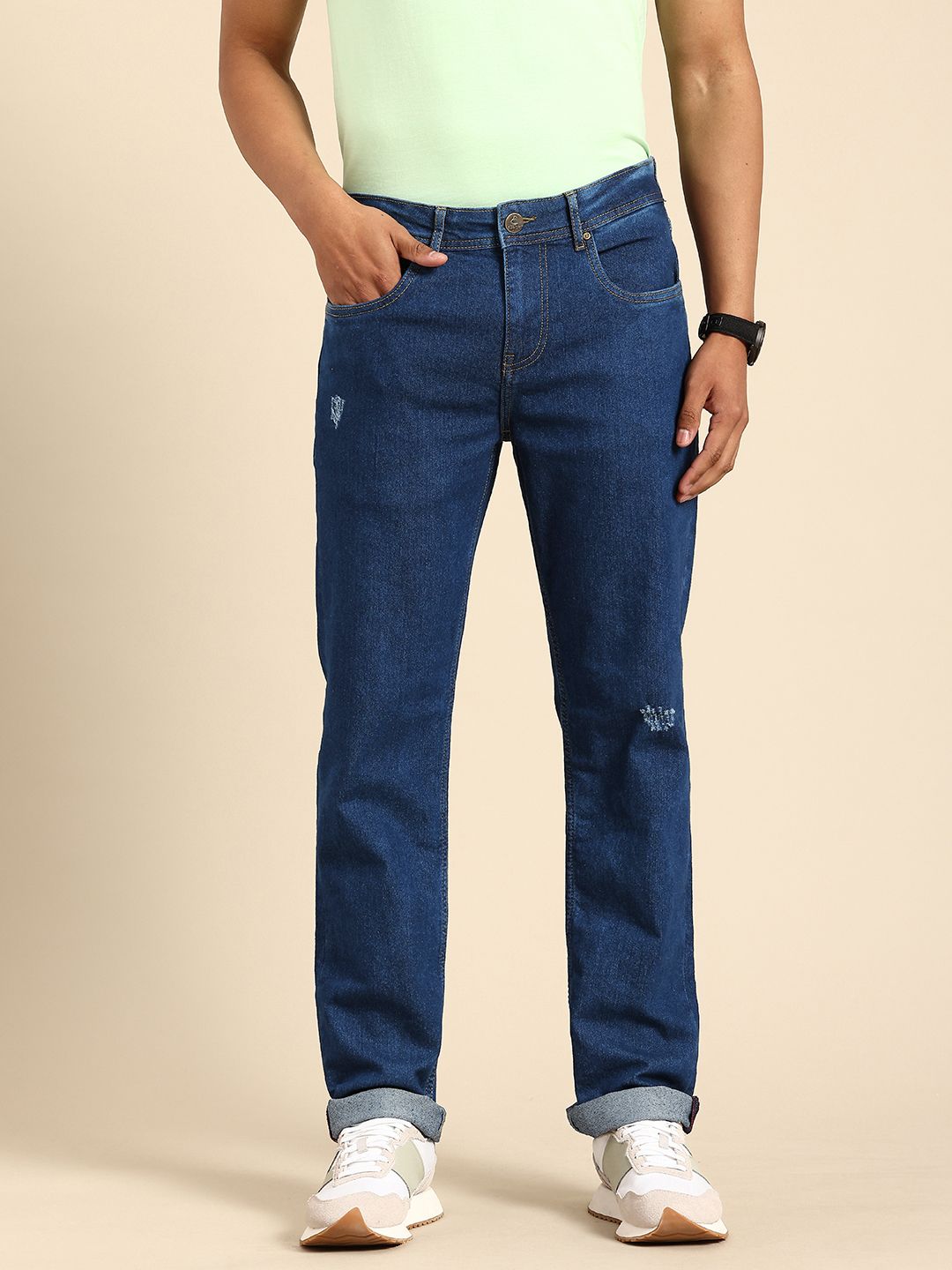 Being Human Men Slim Fit Low Distress Stretchable Jeans
