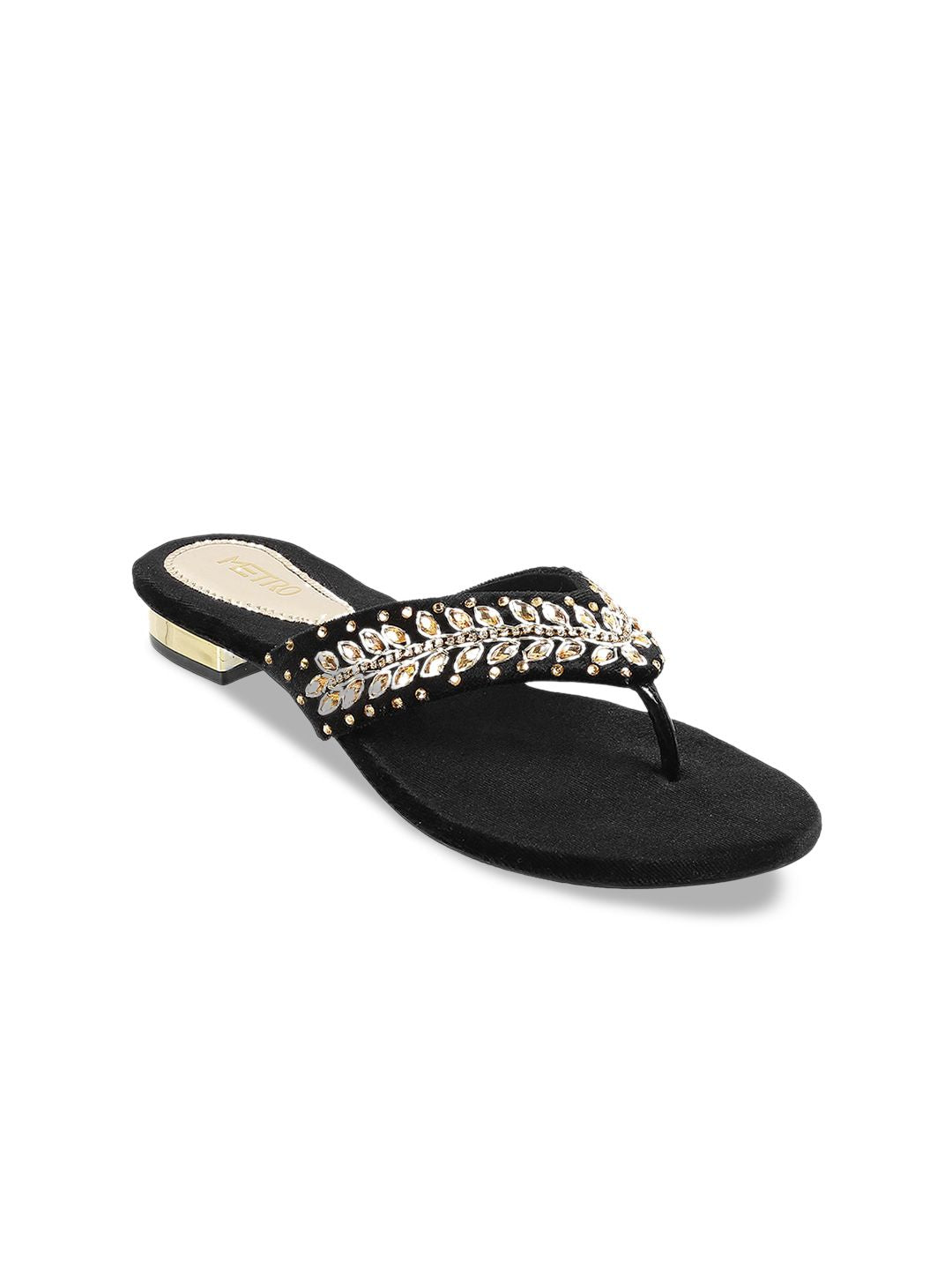 Metro Ethnic Embellished Open Toe Flats