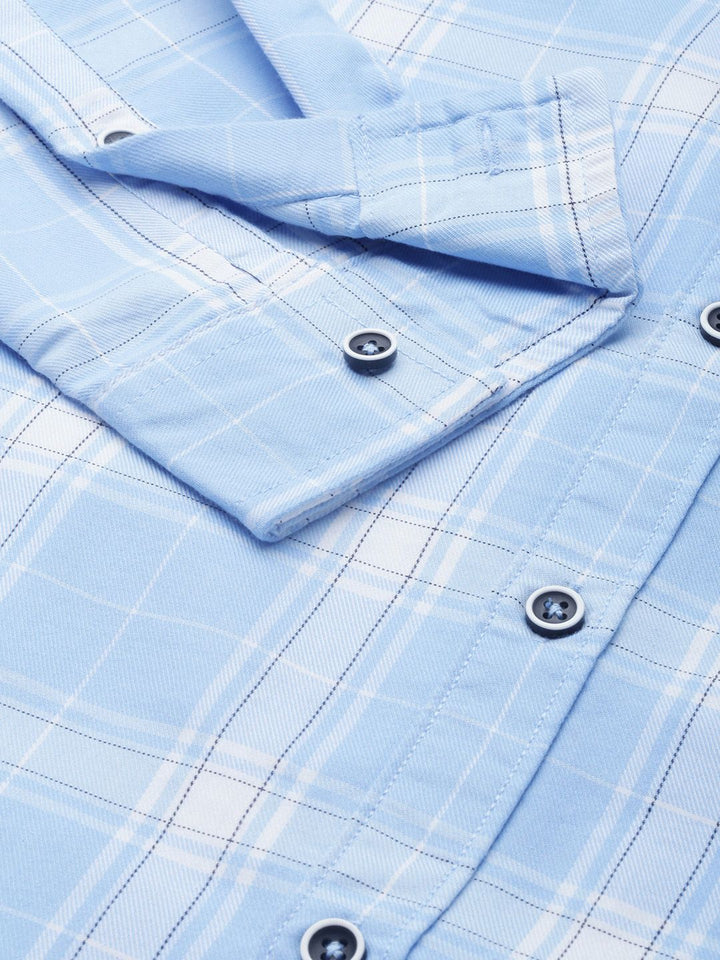 The Indian Garage Co Men Blue Checked Casual Shirt