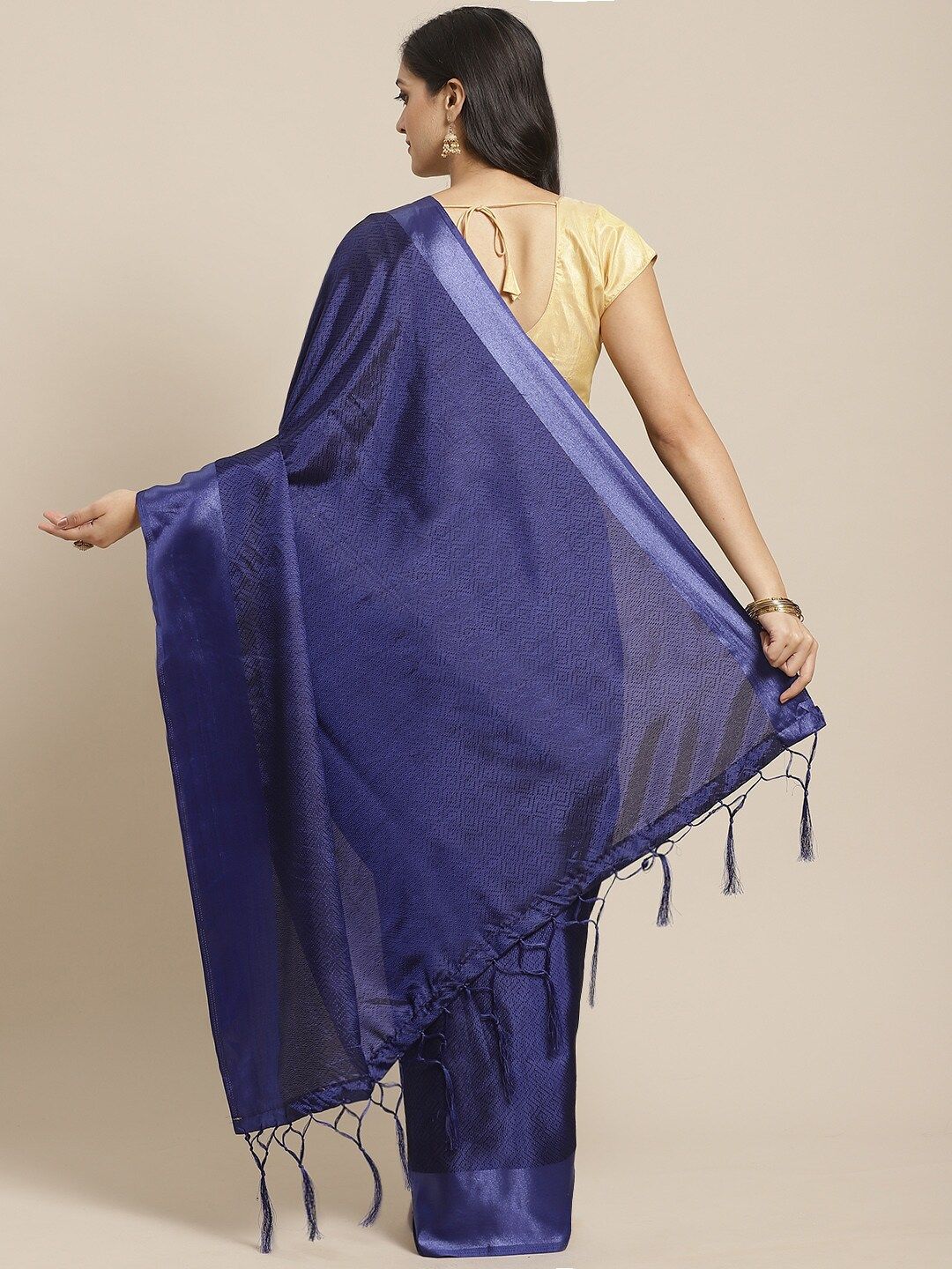 Saree mall Blue Woven Design Satin Sarees