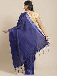 Saree mall Blue Woven Design Satin Sarees