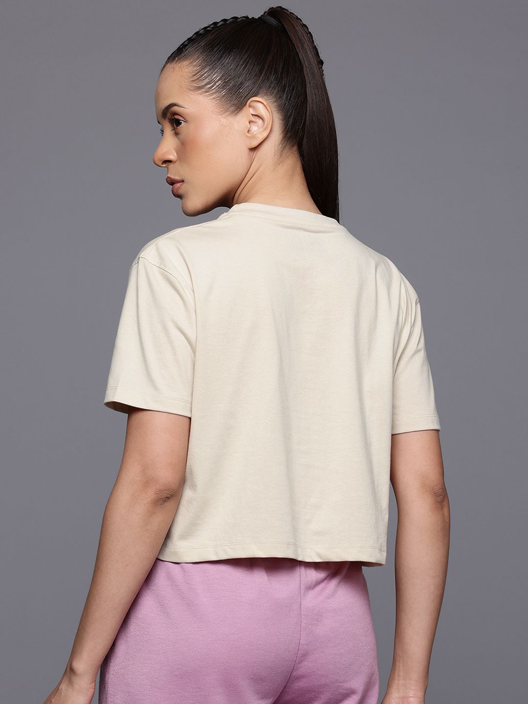 HRX by Hrithik Roshan Lifestyle Typography Print Crop T-shirt