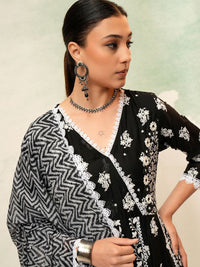 Vishudh Women Floral Embroidered Pure Cotton Kurta with Trousers & With Dupatta