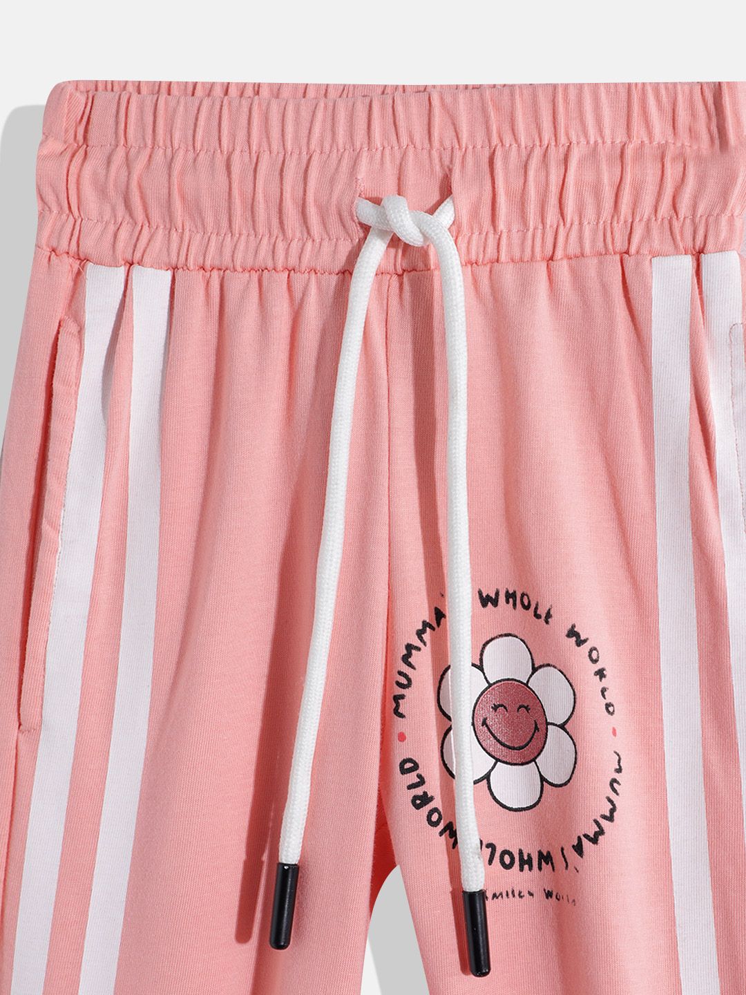 Happy Faces Girls Striped Pure Cotton Joggers