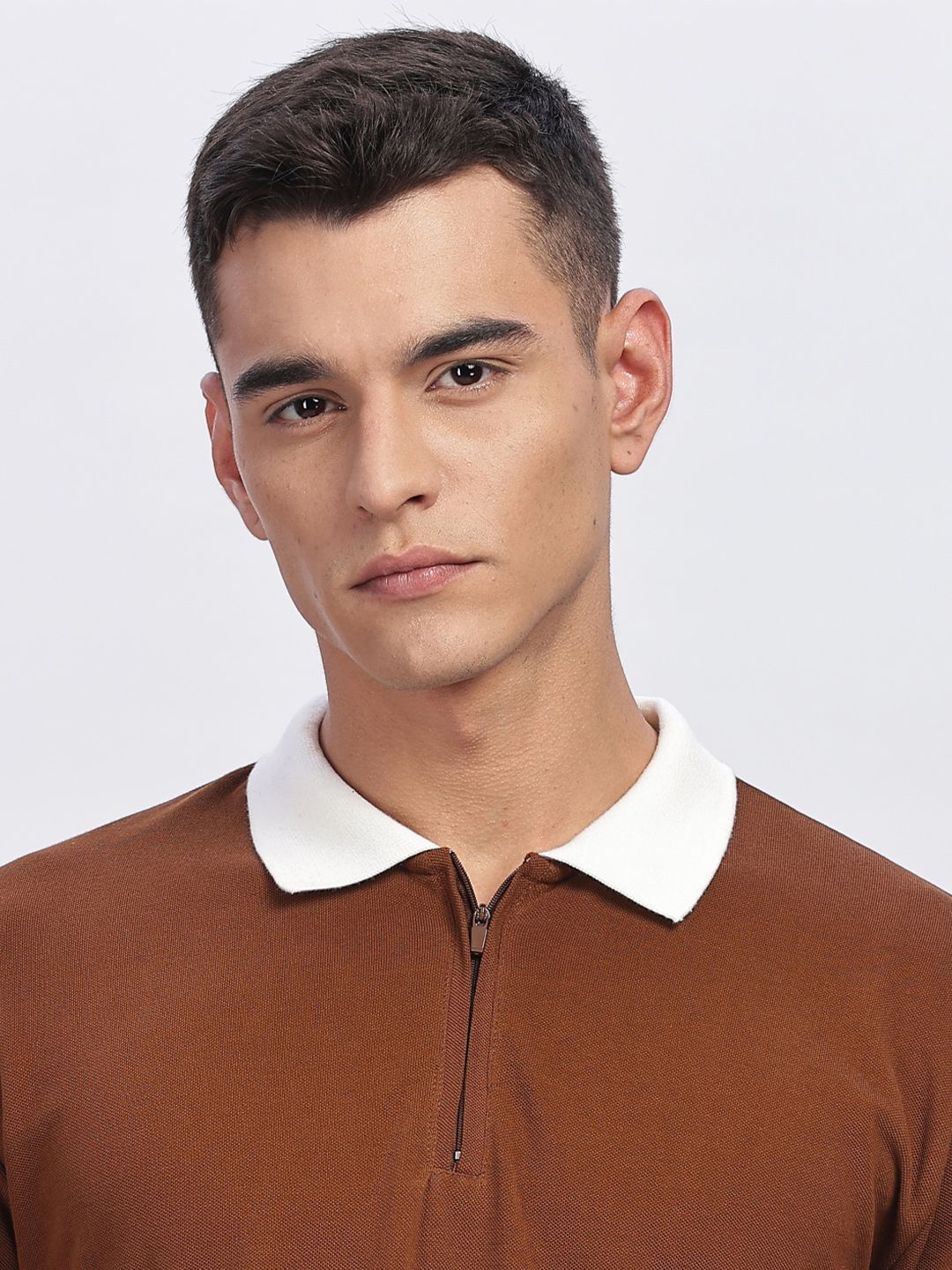 ADRO Men Solid Polo Collar Cotton T-shirt