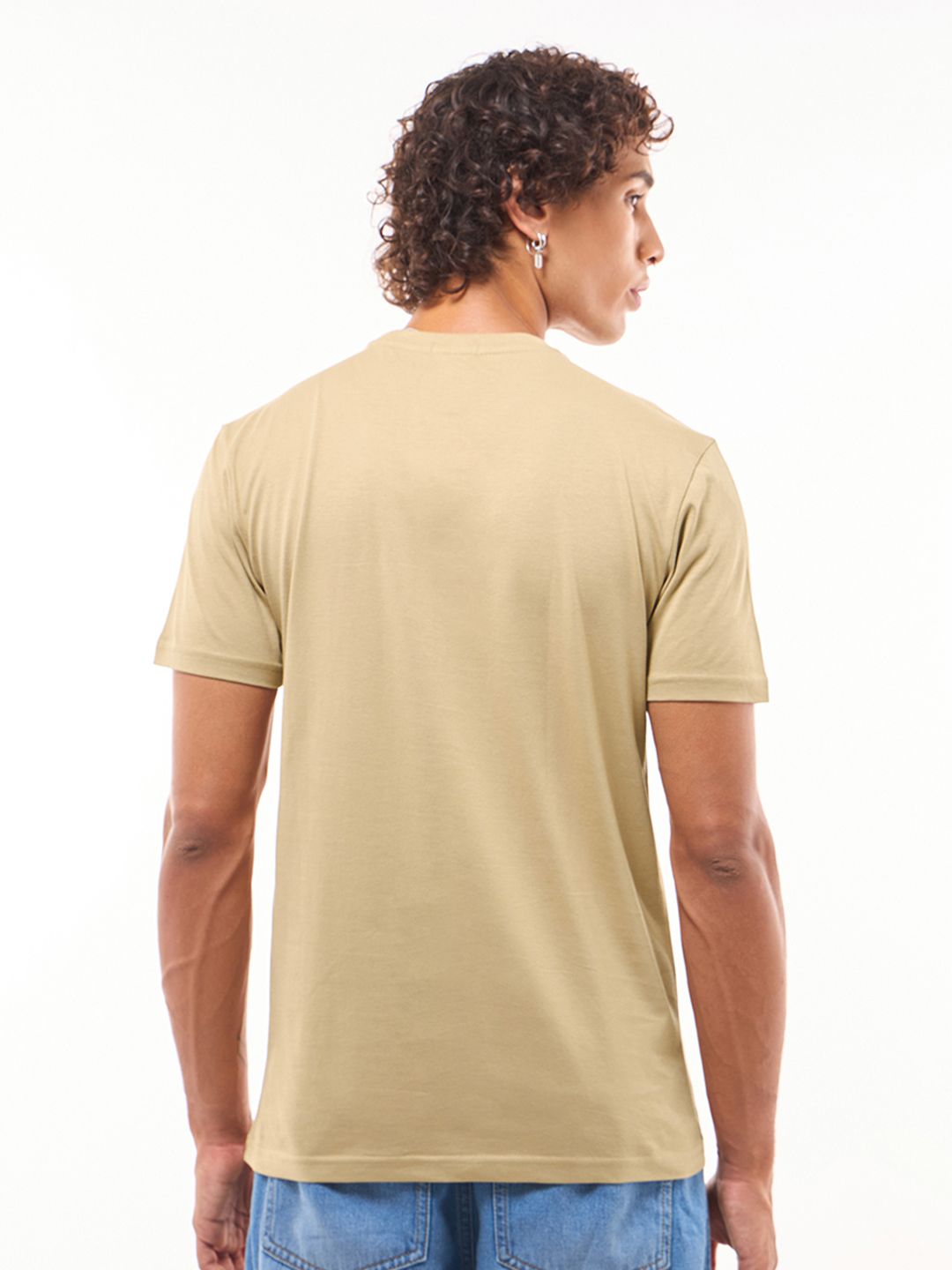 Bewakoof Official Demon Slayer Men's Brown Tanjiro Fire Breathing Graphic Printed T-shirt