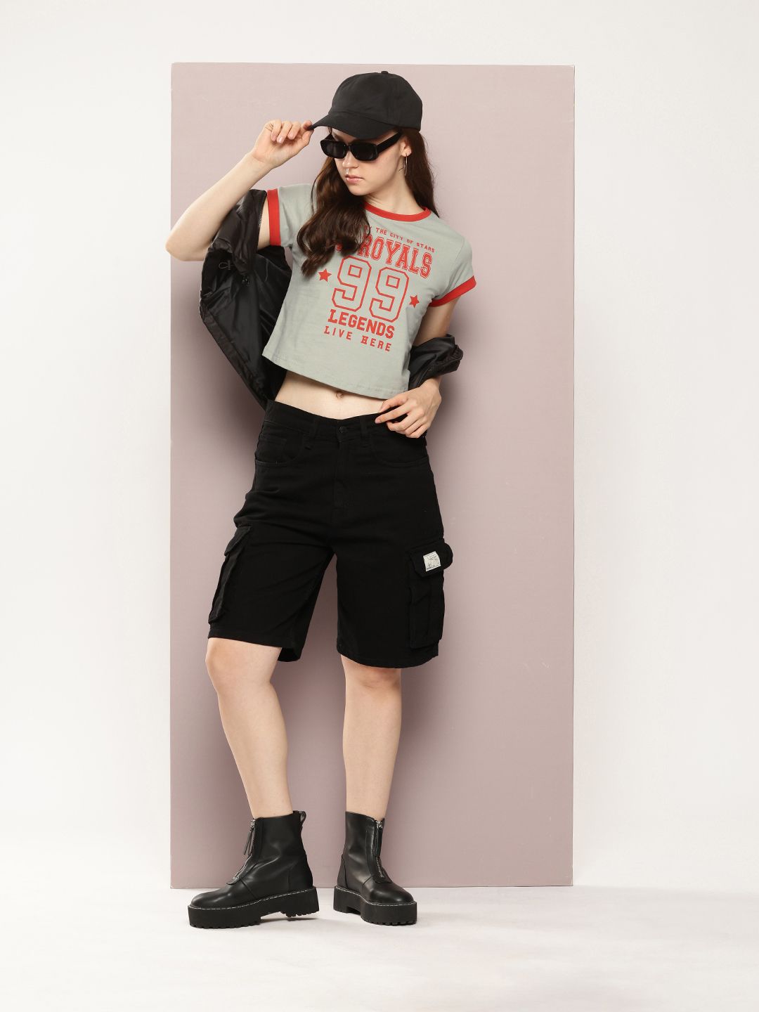 DILLINGER Women Regular Cropped Varsity Printed Tshirt