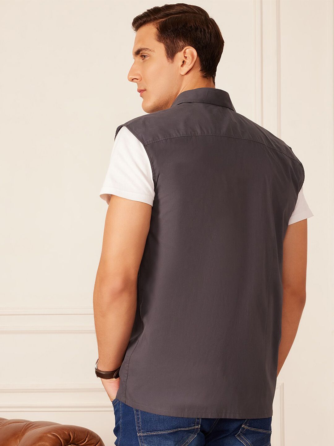 DENNISON Smart Sleeveless Cotton Casual Shirt