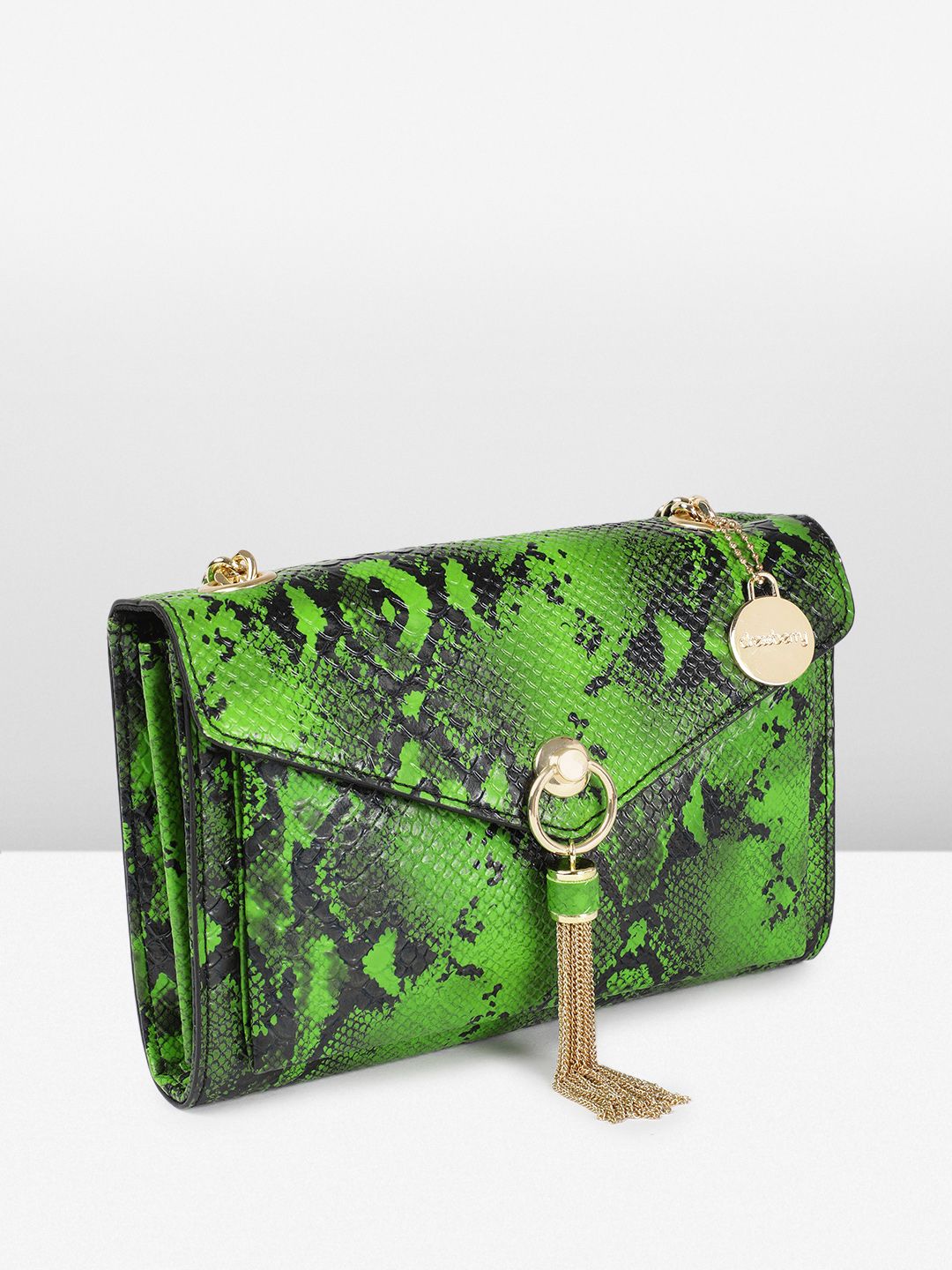 DressBerry Animal Printed Tasselled Structured Sling Bag