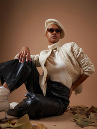 SASSAFRAS Women Black Straight Fit Parallel Trousers