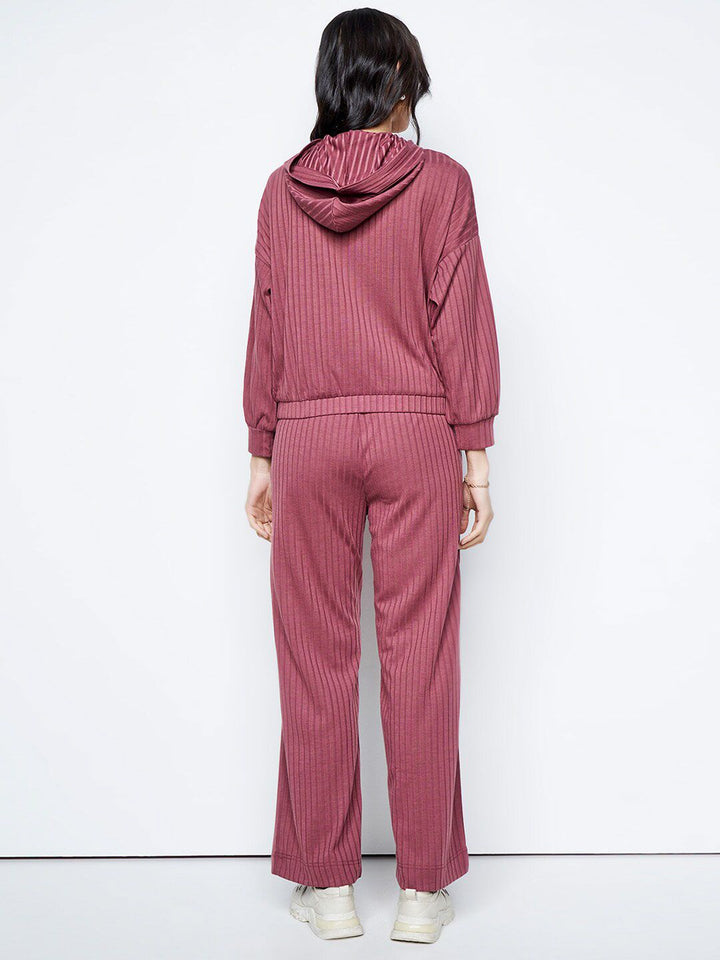 AND Self Design Hooded Sweatshirt With Trousers