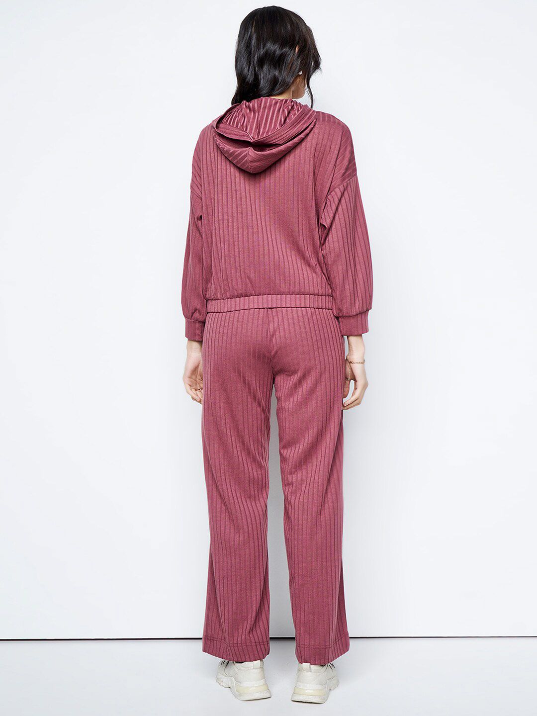 AND Self Design Hooded Sweatshirt With Trousers
