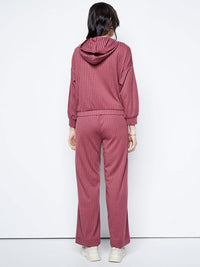 AND Self Design Hooded Sweatshirt With Trousers