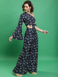 Tokyo Talkies Floral Printed One Shoulder Crop Top With Printed Palazzos