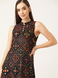 Anouk Women Black & Orange Bandhani Printed Kurta